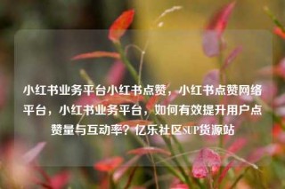 小红书业务平台小红书点赞，小红书点赞网络平台，小红书业务平台，如何有效提升用户点赞量与互动率？亿乐社区SUP货源站