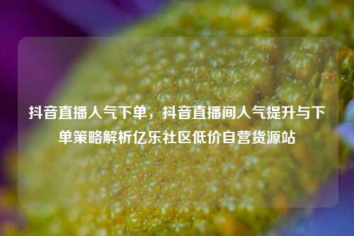 抖音直播人气下单，抖音直播间人气提升与下单策略解析亿乐社区低价自营货源站  第1张