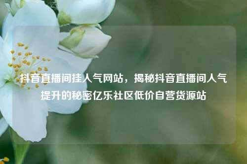 抖音直播间挂人气网站，揭秘抖音直播间人气提升的秘密亿乐社区低价自营货源站  第1张