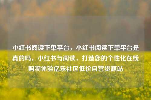 小红书阅读下单平台，小红书阅读下单平台是真的吗，小红书与阅读，打造您的个性化在线购物体验亿乐社区低价自营货源站  第1张